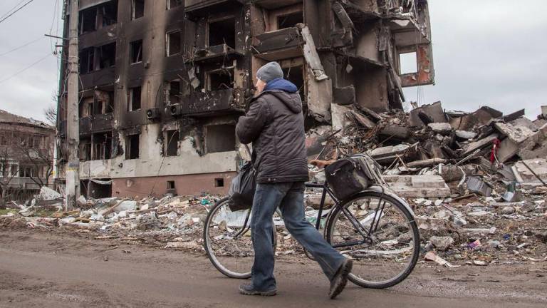 Edificios destruidos en Borodianka, en el oblast de Kyiv, Ucrania.