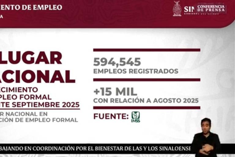Sinaloa es el segundo lugar nacional en crecimiento en empleo, expone Rocha