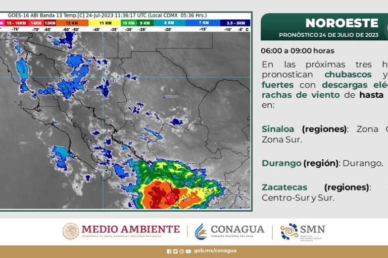 Lluvias muy fuertes y descargas eléctricas para Sinaloa este lunes