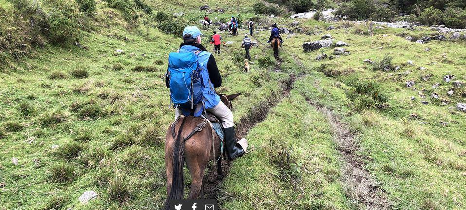 $!A pie y a caballo, las cerca de 40 personas que participaron en la actividad se adentraron a las montañas del Cañón de las Hermosas, zona que fue escenario de combates entre las extintas FARC-EP y las fuerzas militares colombianas.