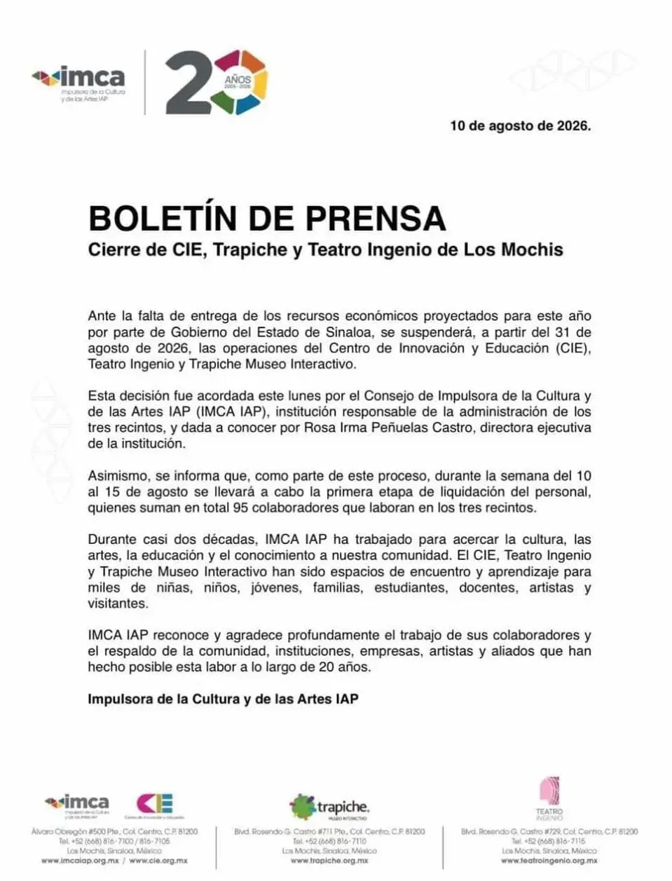$!Anuncian cierre de espacios culturales en Los Mochis ante la falta de apoyos estatales