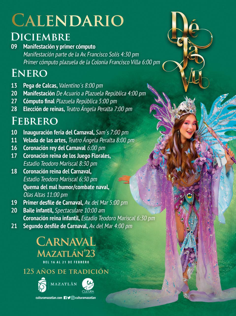 $!Dan a conocer calendario del Carnaval de Mazatlán ‘Déjà vu’