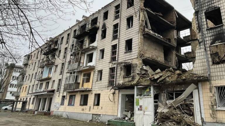 Edificios destruidos en el pueblo de Borodyanka, en la región ucraniana de Kyiv.