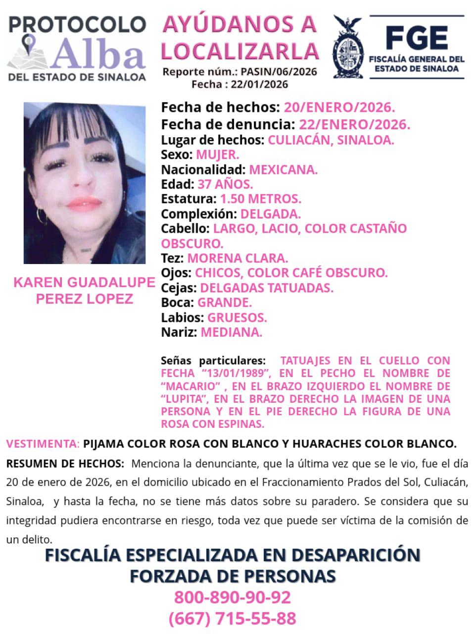 $!Piden apoyo para localizar a Karen Guadalupe, mujer desaparecida en Culiacán