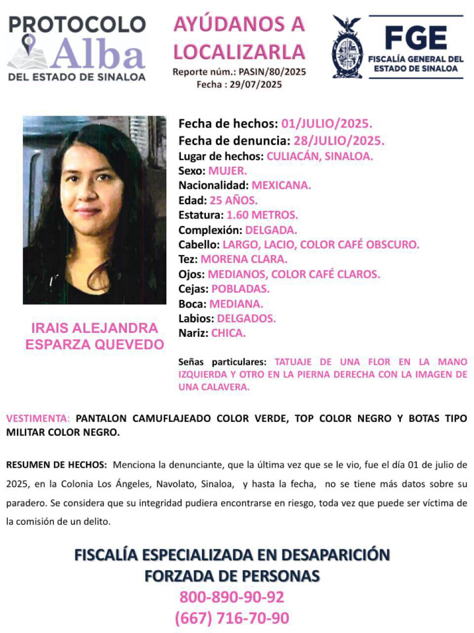 $!Buscan a Irais Alejandra, desaparecida en Navolato