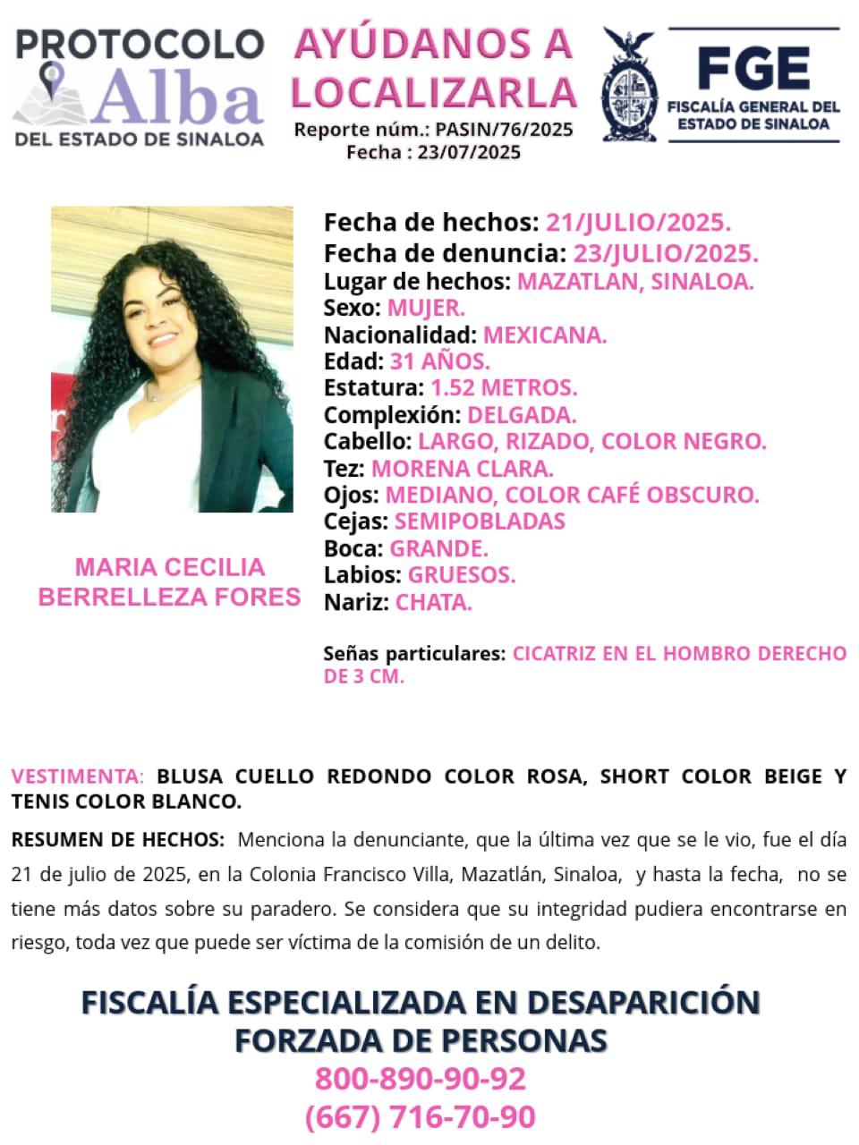 $!Son cuatro las mujeres desaparecidas en Mazatlán; una es menor de edad