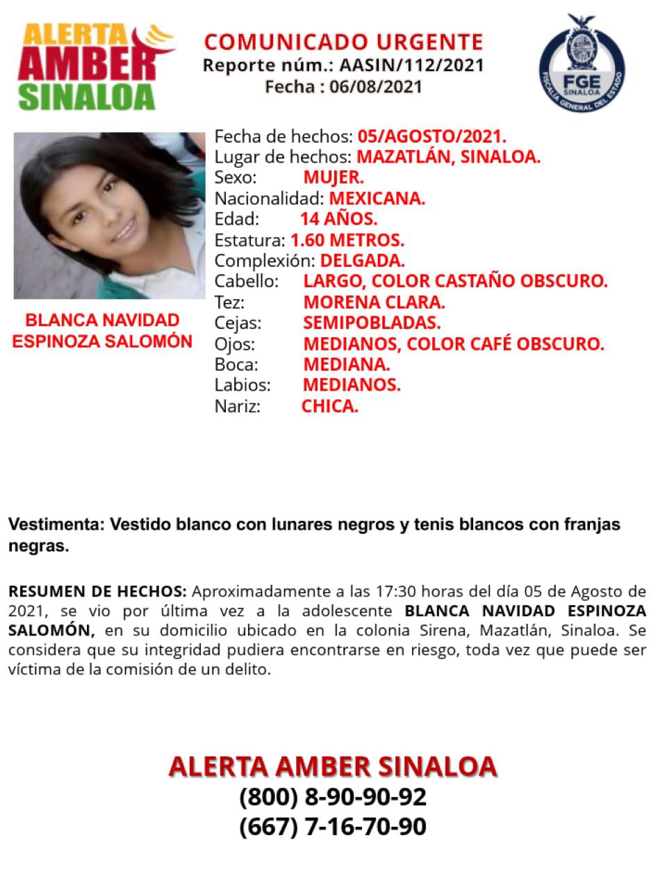 $!Buscan a menor de 14 años desaparecida en Mazatlán