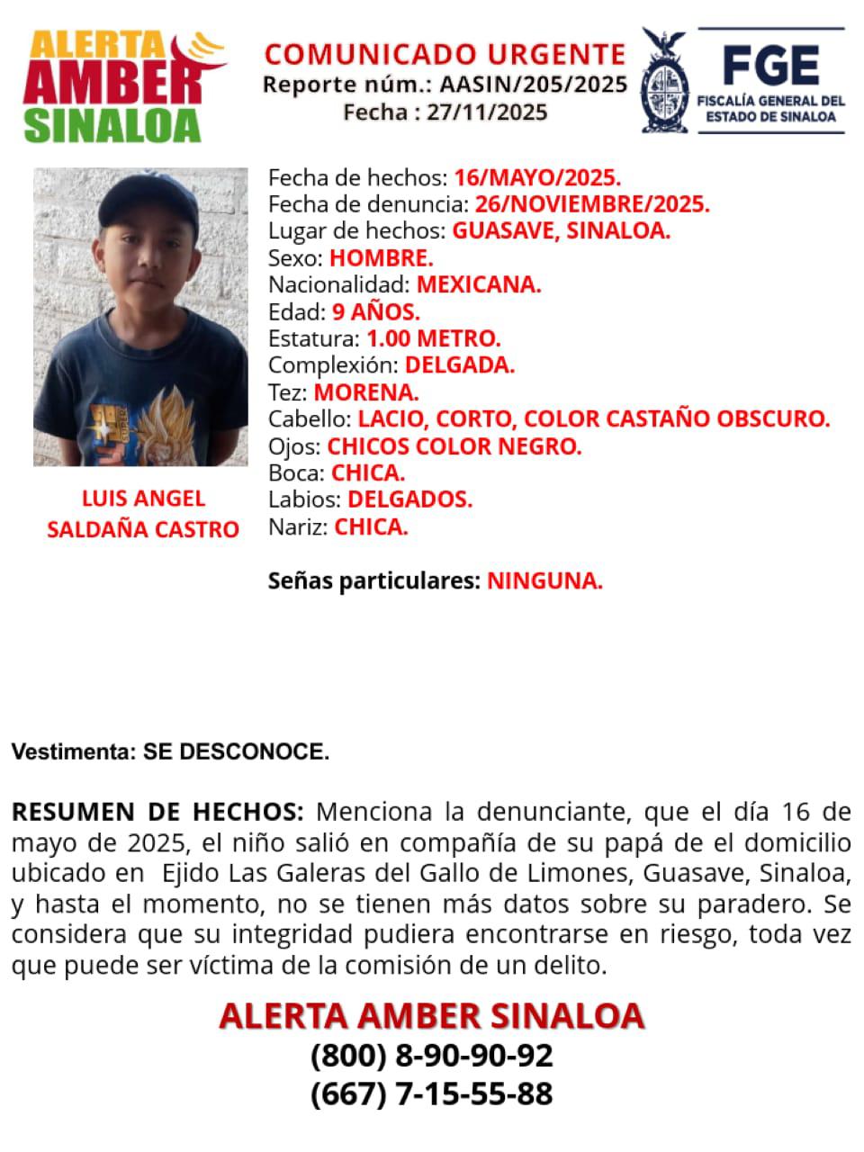 $!Activan tres Alertas Amber en Guasave, Culiacán y El Dorado por desaparición de menores