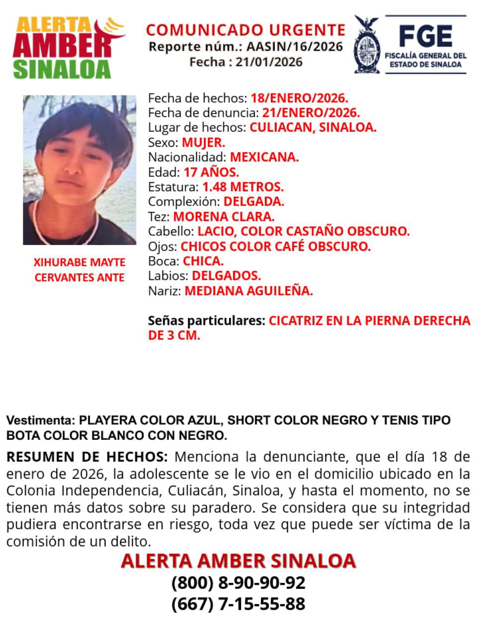 $!Desaparece joven de 17 años en la colonia Independencia, en Culiacán