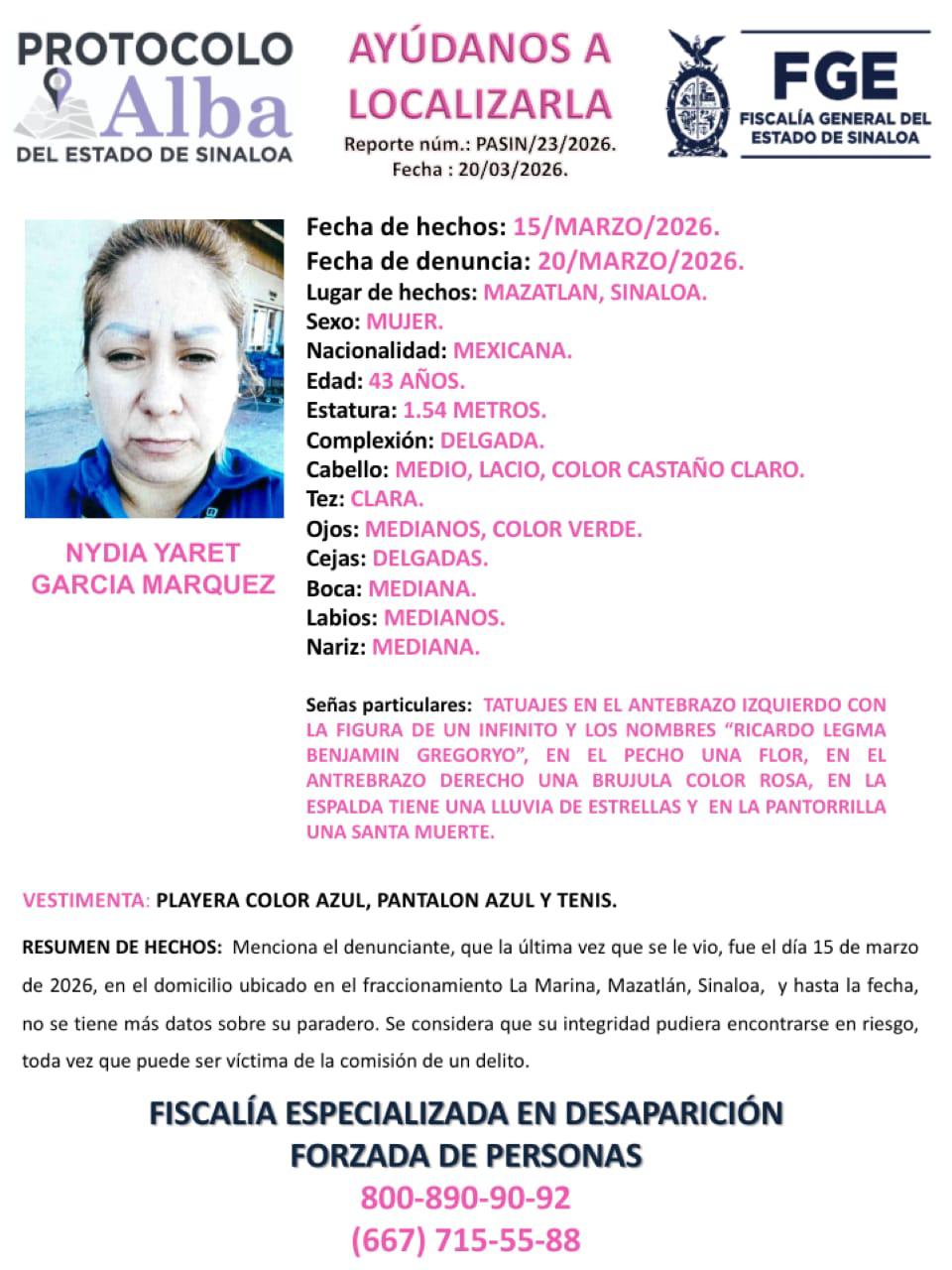 $!Piden apoyo para localizar a Nydia Yaret, desaparecida en Mazatlán