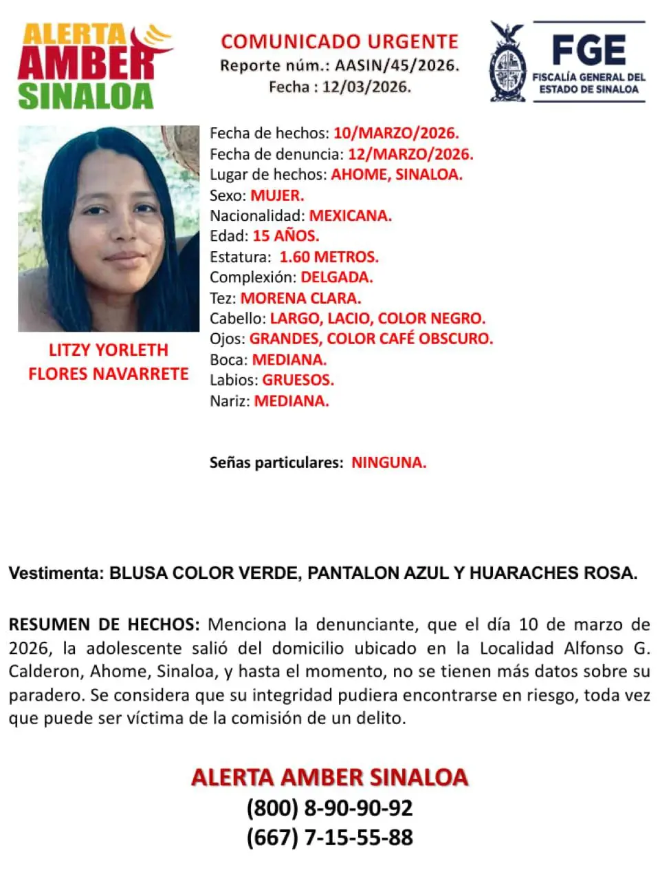 $!Activan Alerta Amber por desaparición de dos adolescentes en Culiacán y Ahome