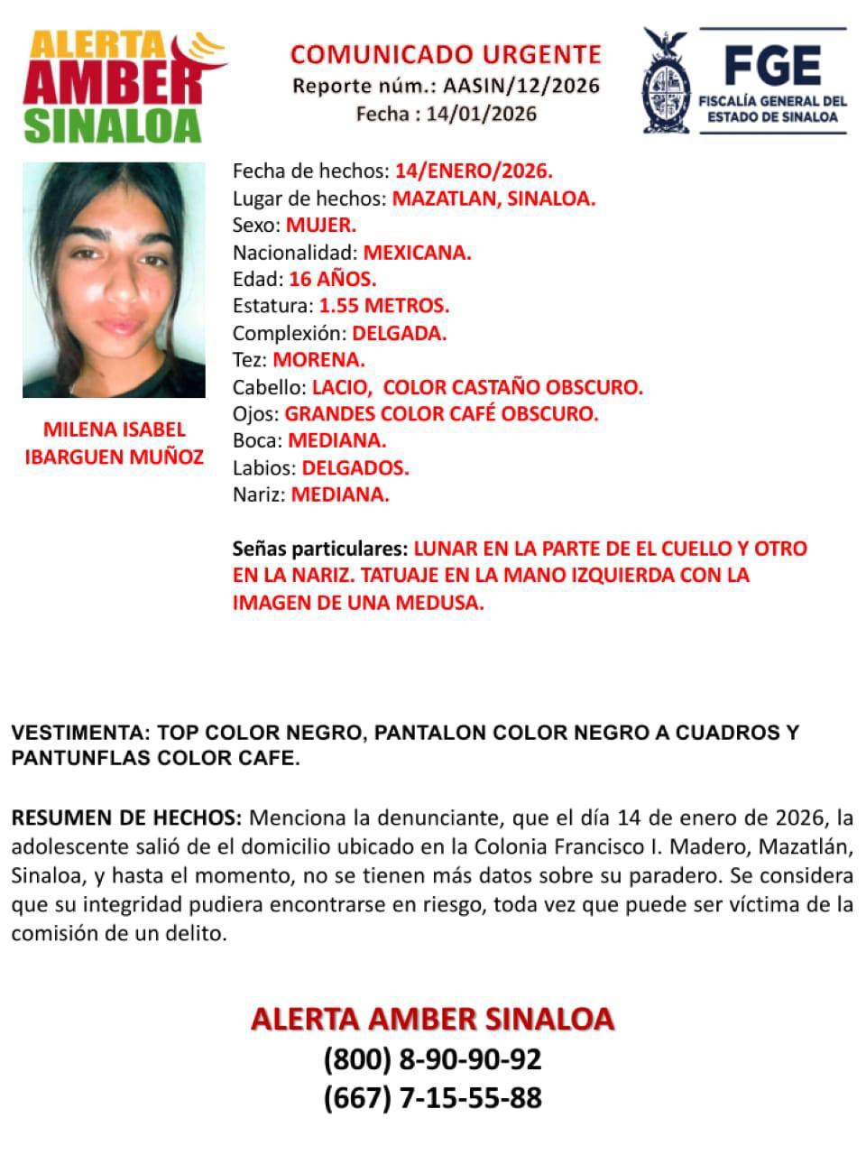 $!Reportan desaparecida a otra adolescente en Mazatlán