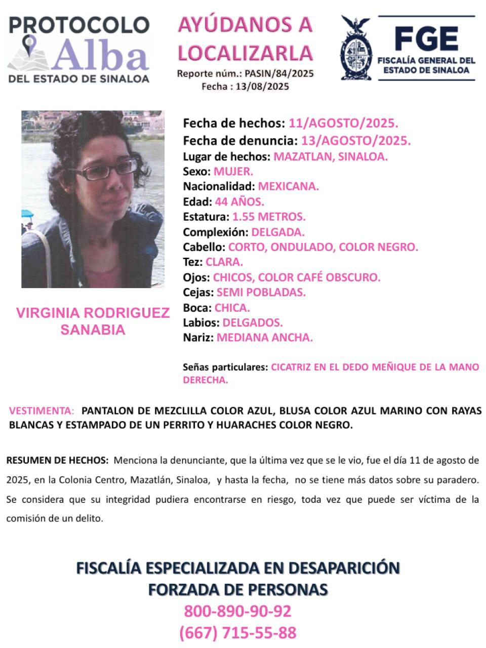 $!Virginia desapareció desde el lunes en Mazatlán; activan búsqueda