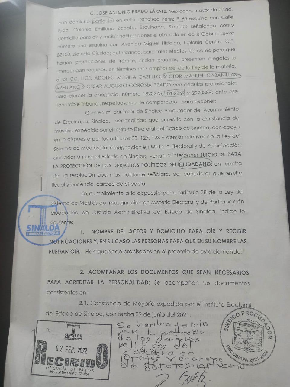 $!En Escuinapa Síndico Procurador demanda ante el TEESIN a Alcaldesa y regidores