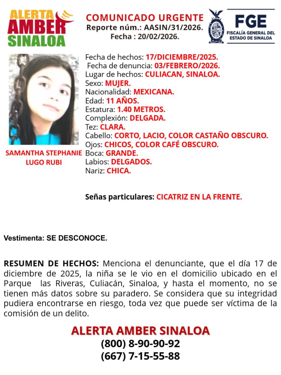 $!Samantha Stephanie suma dos meses extraviada; se le vio por última vez en Culiacán