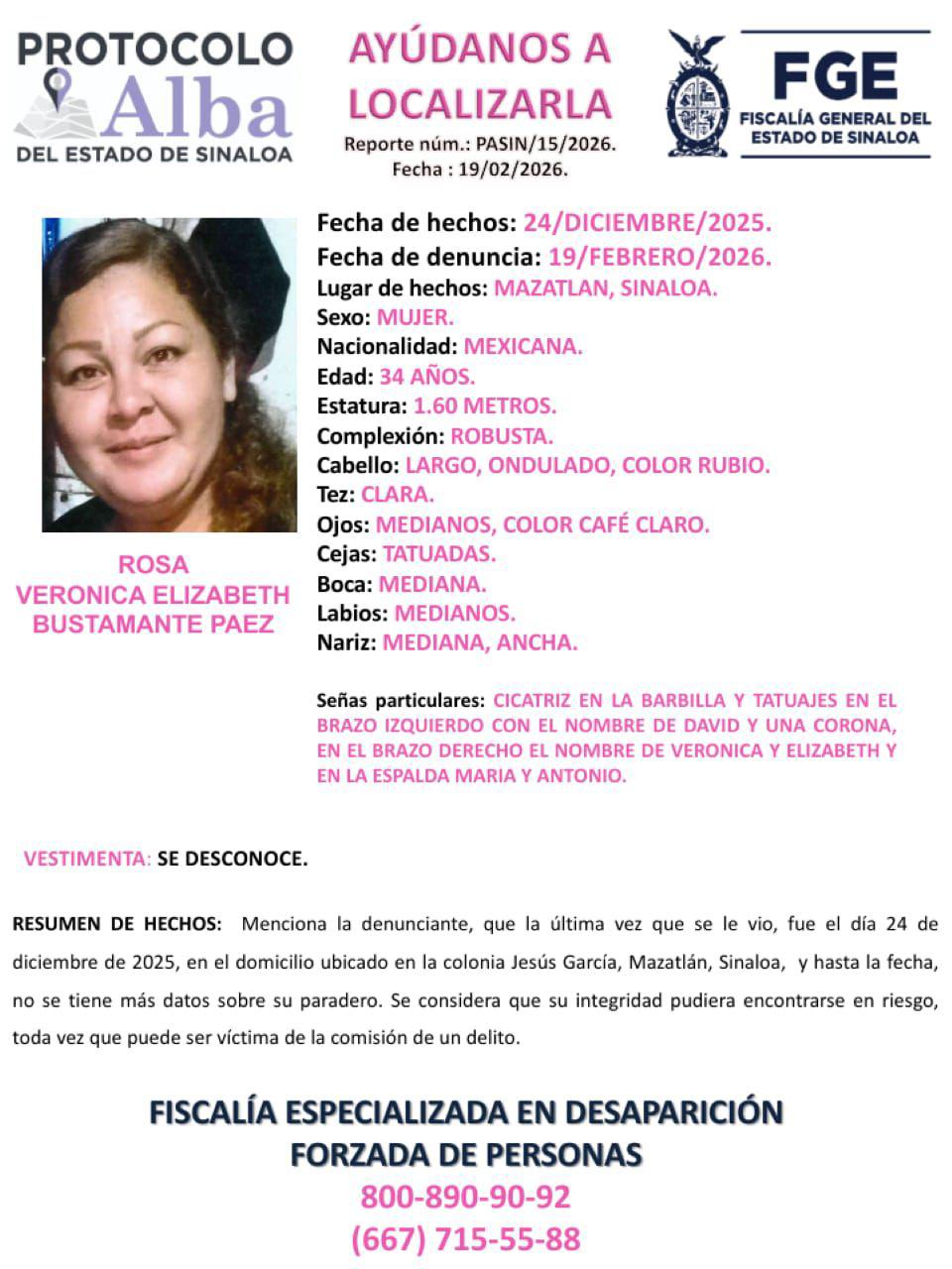 $!Piden ayuda para localizar a Rosa Verónica, desaparecida desde Noche Buena en Mazatlán