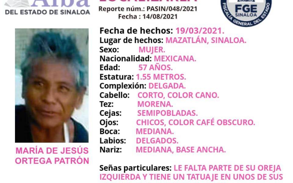 Buscan a María de Jesús, desaparecida desde marzo en Mazatlán; Fiscalía activa el Protocolo Alba Buscan a María de Jesús, desaparecida desde marzo en Mazatlán; Fiscalía activa el Protocolo Alba
