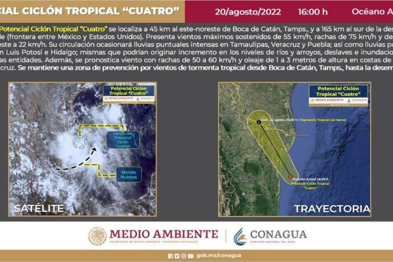 El Potencial Ciclón Tropical ‘Cuatro’ tocará las costas de Tamaulipas en las próximas horas