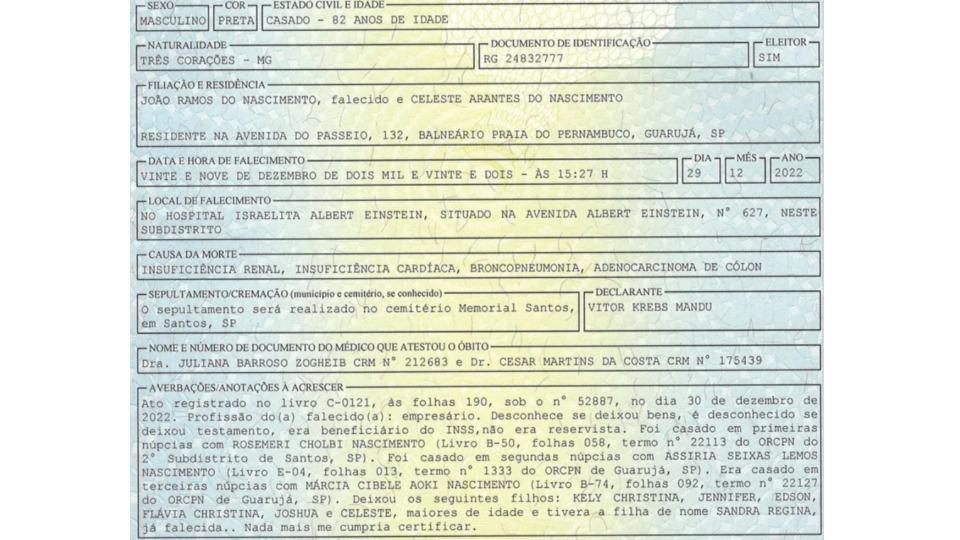 $!Detallan las causas de la muerte de Pelé