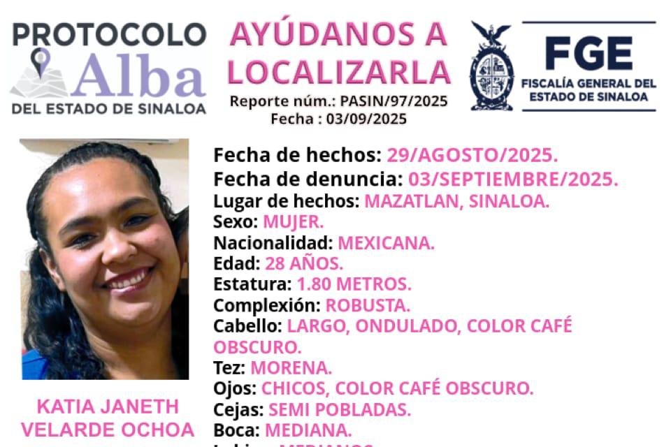 $!Reportan desaparición de Katia Janeth en Mazatlán