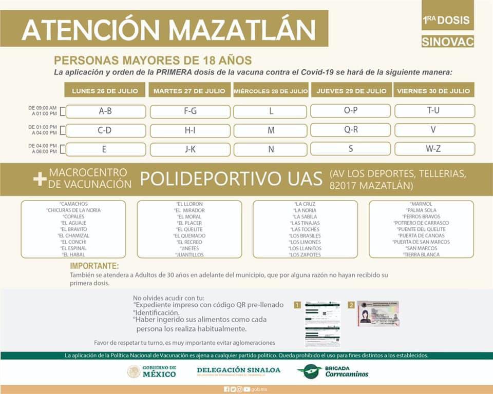 $!Jóvenes de 18 a 29 años: en estos cuatro centros podrán vacunarse en Mazatlán