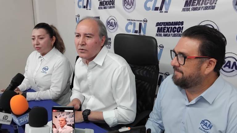 Conferencia de prensa de la dirigencia del PAN en Culiacán.