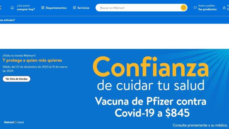 A través de un sitio web, Walmart informa que la vacuna de Pfizer contra el Covid-19 tendrá un costo de 845 pesos y permite ver la lista de las tiendas en donde se puede encontrar.