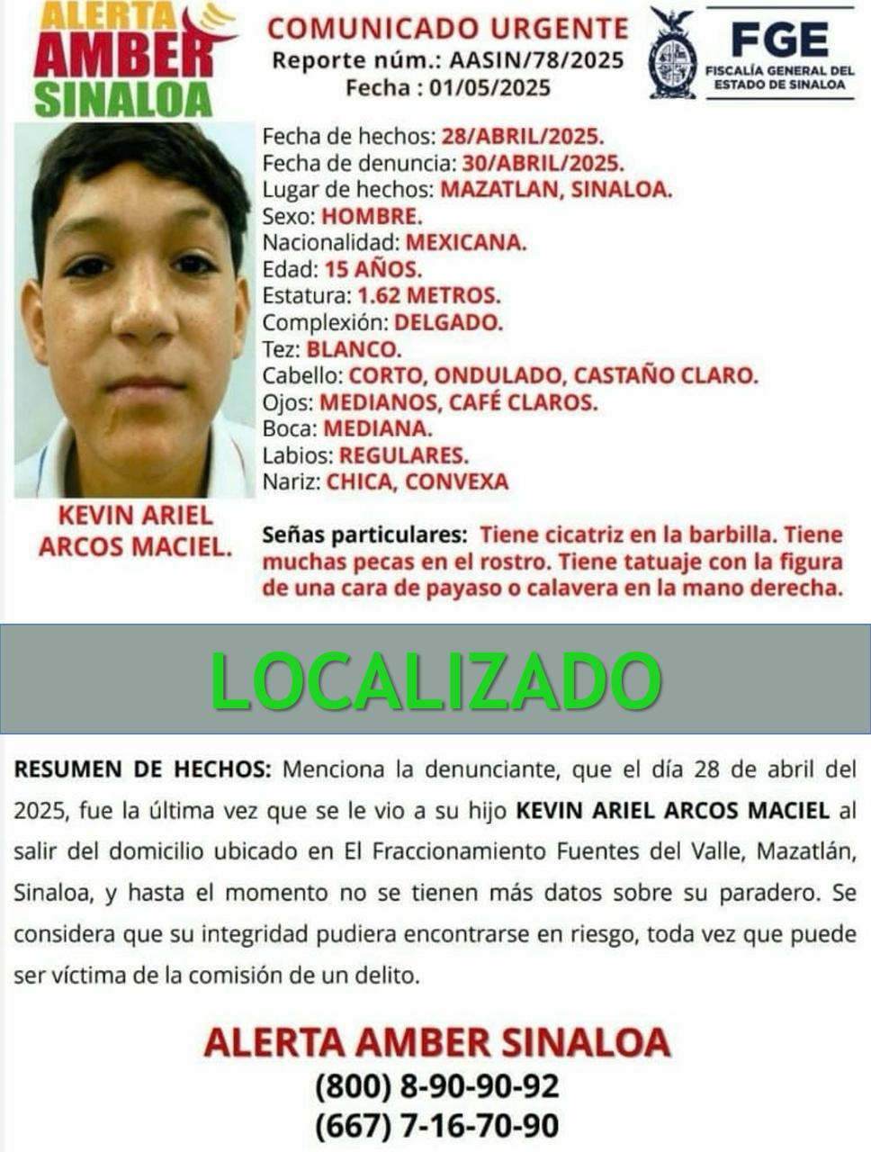 $!Fiscalía de Sinaloa desactiva 10 alertas Ámber tras localizar a menores desaparecidos