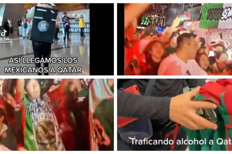 Mexicanos llegan a Qatar con mariachi, botargas y presumen botellas de alcohol (VIDEO)