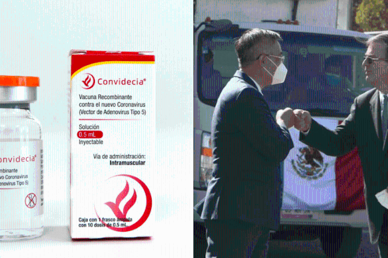 Primera carga de 940,020 vacunas de una sola dosis de CanSino sale de Querétaro; Ebrard lo celebra