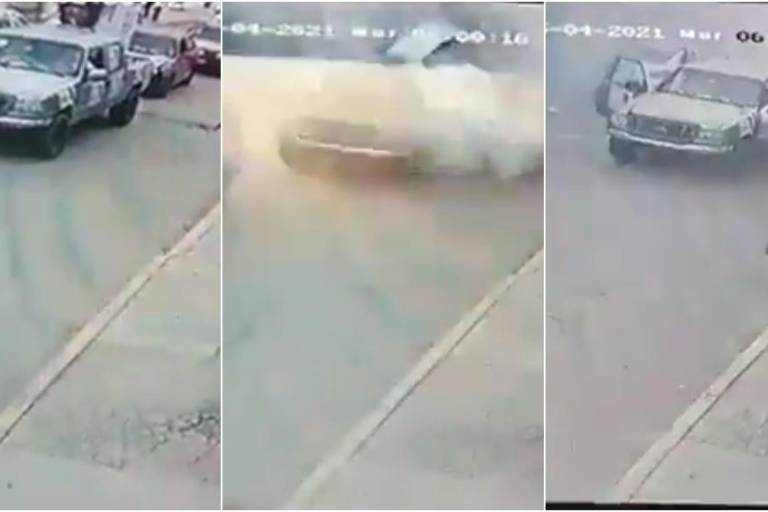 VIDEO: Camioneta en la que viajaba candidato de Oaxaca explota con pirotecnia y deja a 5 heridos