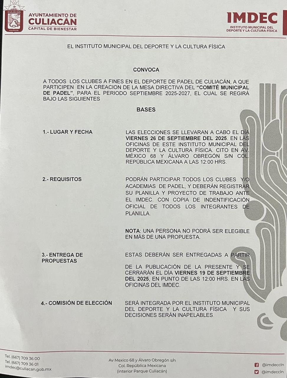 $!Anuncia Imdec convocatoria para creación de nuevos Comités Deportivos Municipales para el periodo 2025-2027