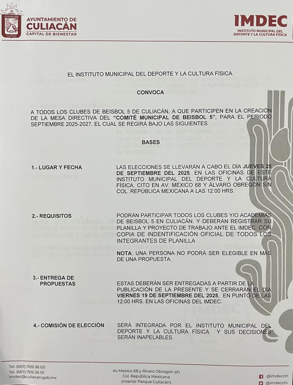 $!Anuncia Imdec convocatoria para creación de nuevos Comités Deportivos Municipales para el periodo 2025-2027