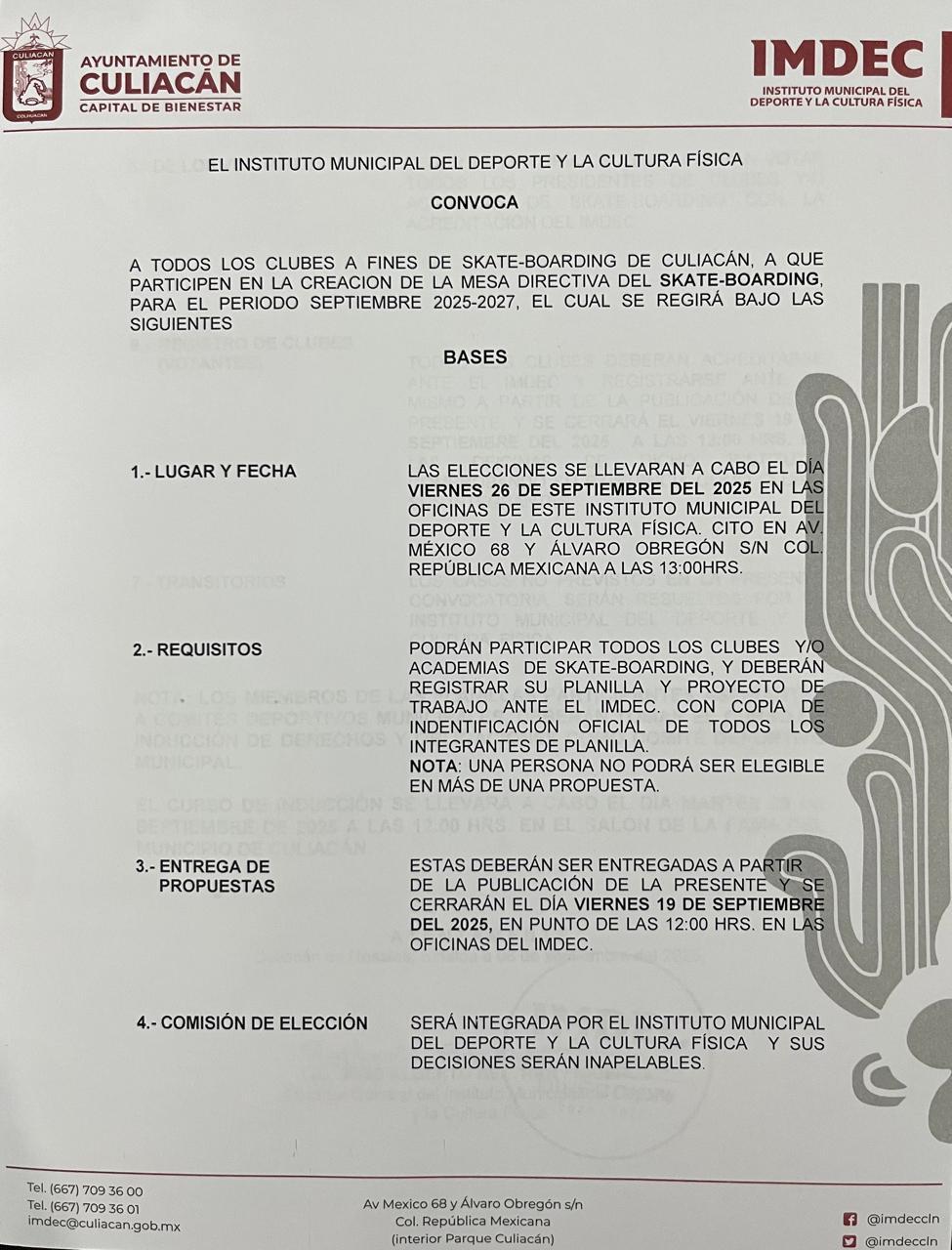 $!Anuncia Imdec convocatoria para creación de nuevos Comités Deportivos Municipales para el periodo 2025-2027