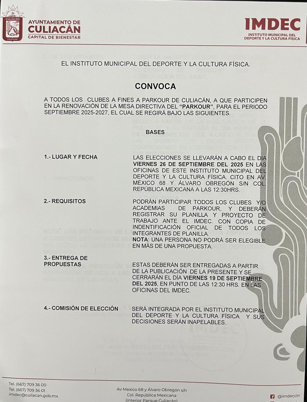 $!Anuncia Imdec convocatoria para creación de nuevos Comités Deportivos Municipales para el periodo 2025-2027
