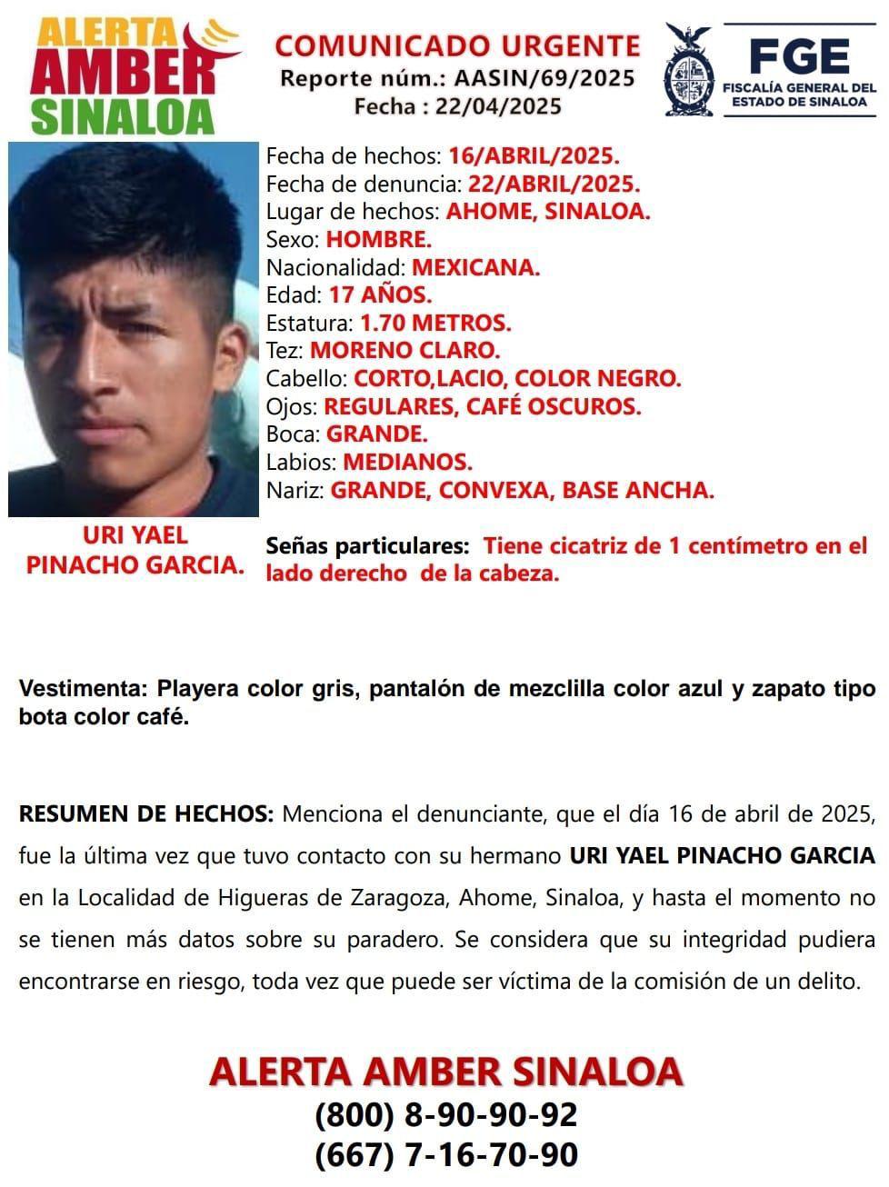 $!Activan Alerta Amber por desaparición de Uri Yael, en Ahome
