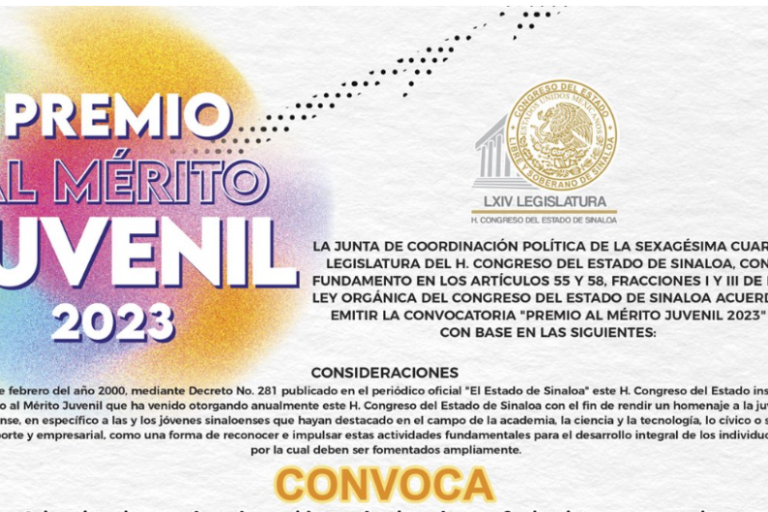 Abre Congreso convocatoria para Premio al Mérito Juvenil 2023