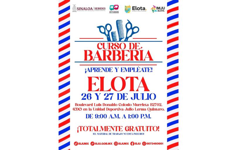 Invitan a jóvenes elotenses al Curso de Barbería gratuito