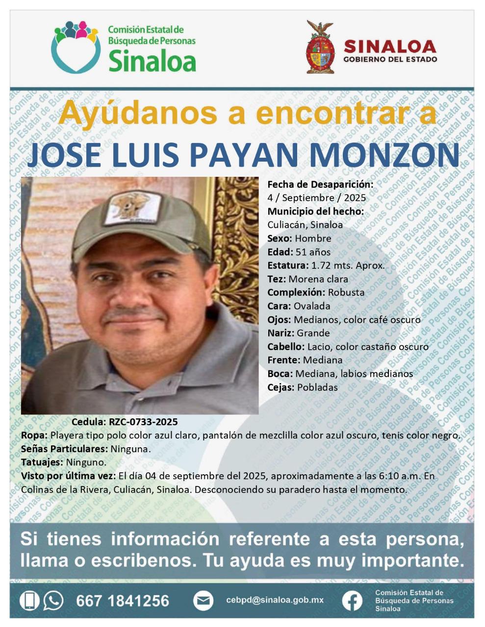 $!Buscan a José Luis Payán, desaparecido tras salir rumbo al trabajo en Culiacán