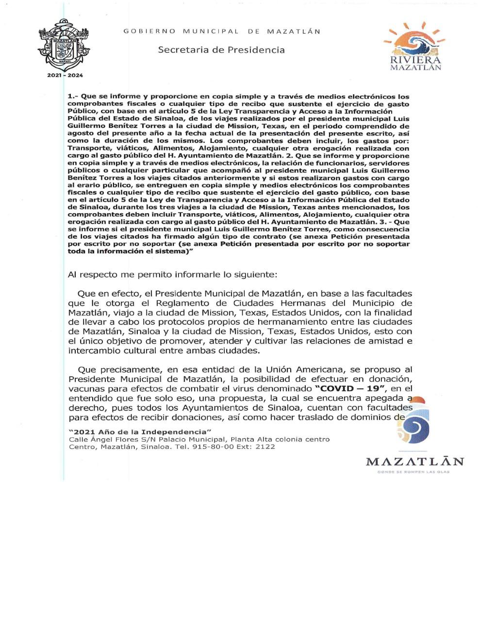 $!El mismo Gobierno de Mazatlán exhibe a ‘El Químico’: niega que haya gestionado 500 mil vacunas en Texas