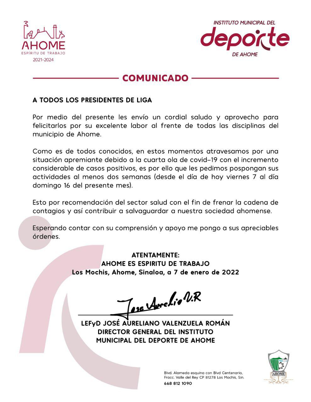 $!Posponen actividades deportivas en Ahome ante alza de Covid