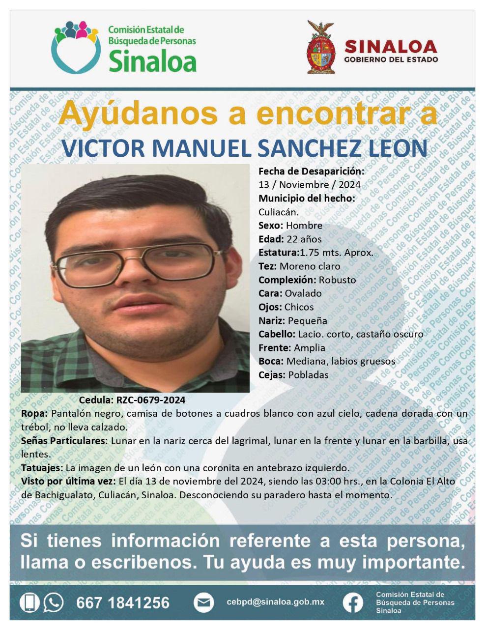 $!Víctor Manuel fue llevado por la fuerza; hace un año no se sabe de él