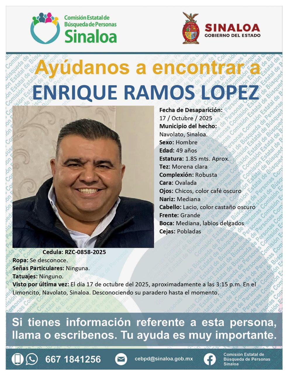 $!Buscan a Enrique tras su desaparición en Navolato