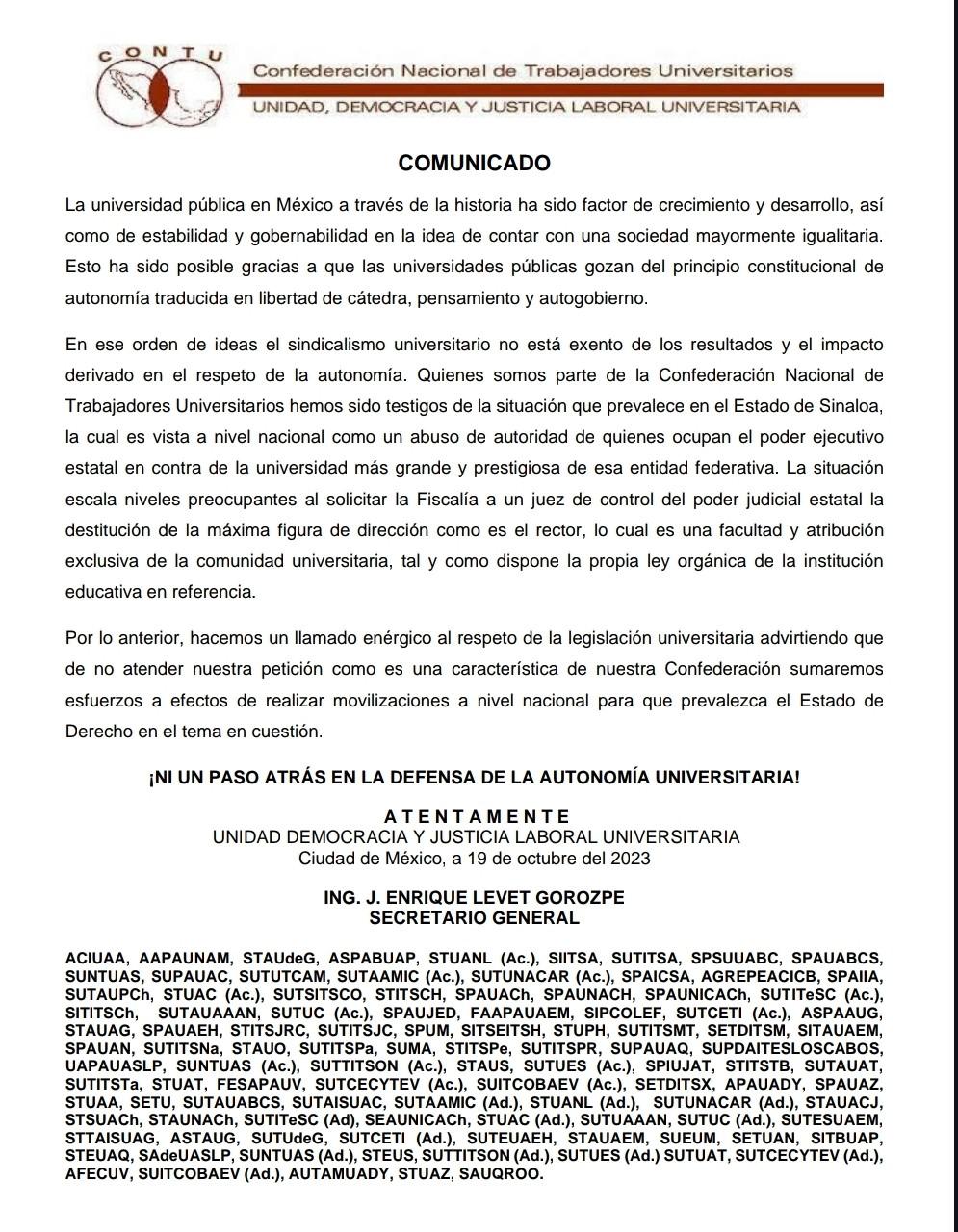$!Advierte organismo que habrá movilizaciones a nivel nacional si continúa supuesto ataque a la UAS