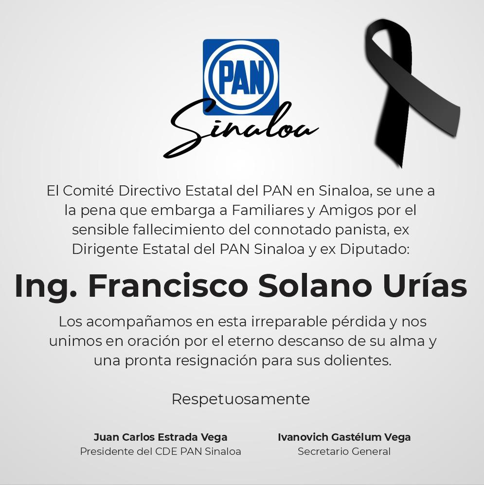 $!Fallece Francisco Solano Urías, ex dirigente del PAN y ex Diputado