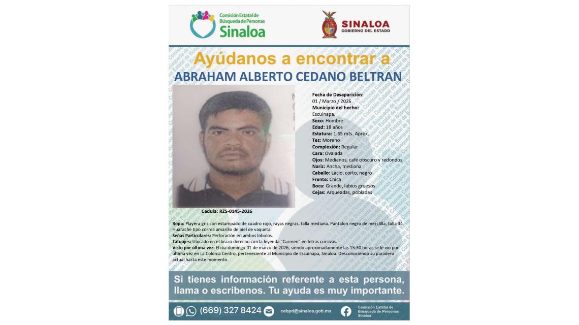 La familia Cedano Beltrán vive dos meses de angustia sin saber de su hijo Abraham Alberto