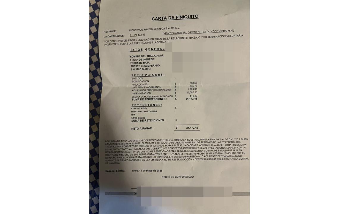 Trabajadores de mina Santa Fe denuncian que tras accidente se les quiere obligar a firmar renuncia voluntaria